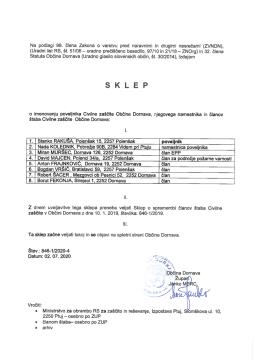 Sklep o imenovanju poveljnika Civilne zaščite Občinne